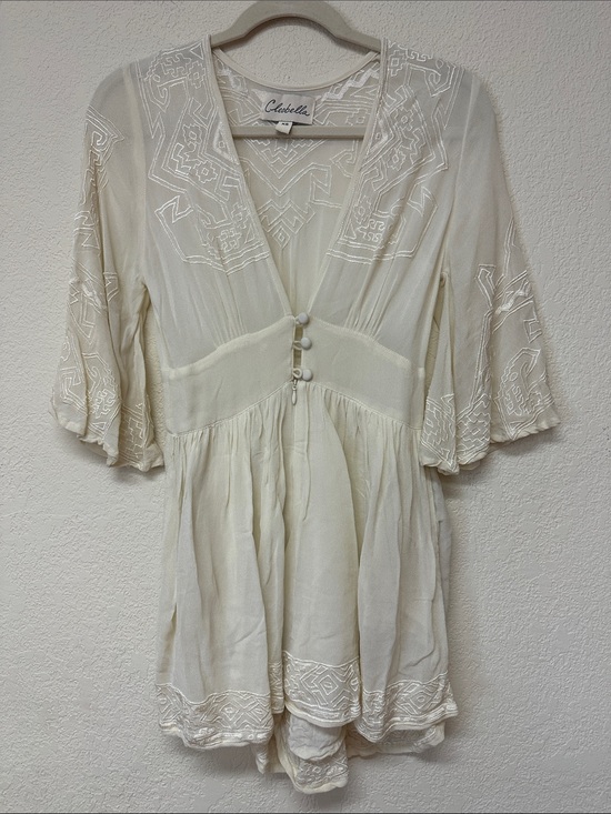 Cleobella Pants - Cleobella womans embroidered cream ivory romper size XS